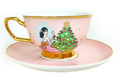 A Sparkling Christmas Teacup & Saucer