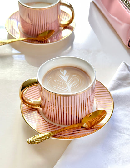 Teacup & Saucer Pinstripe Blush