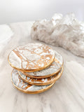 White Celestite Drink Coasters - Set of 4 - Cristina Re Designs