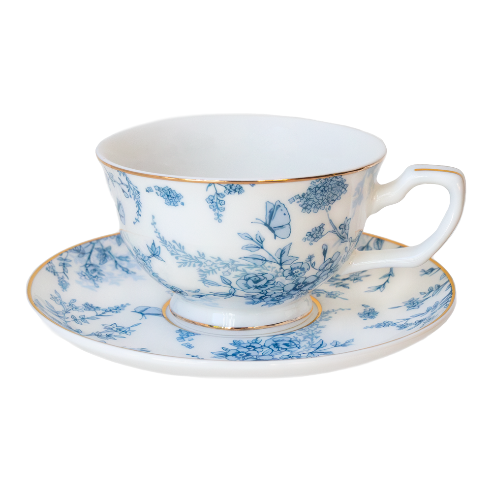 Teacup & Saucer French Toile