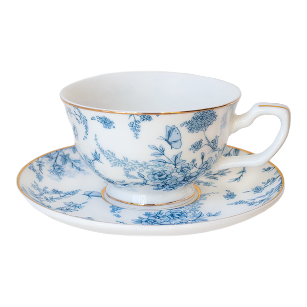 Teacup & Saucer French Toile