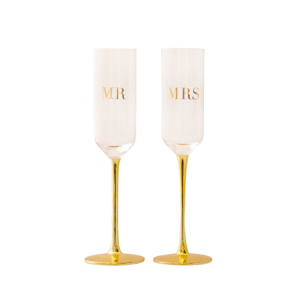 Champagne Flutes Crystal MR & MRS - Set of 2 - Cristina Re Designs