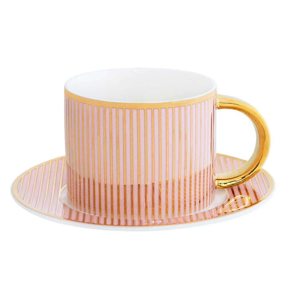 Teacup & Saucer Pinstripe Blush