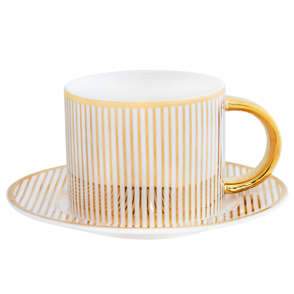 Teacup & Saucer Pinstripe Ivory