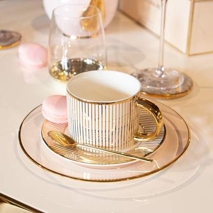 Teacup & Saucer Pinstripe Ivory