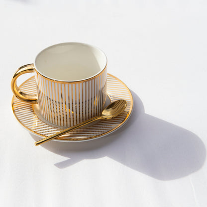 Teacup & Saucer Pinstripe Ivory
