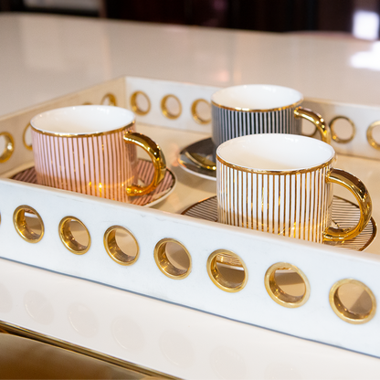 Teacup & Saucer Pinstripe Ivory