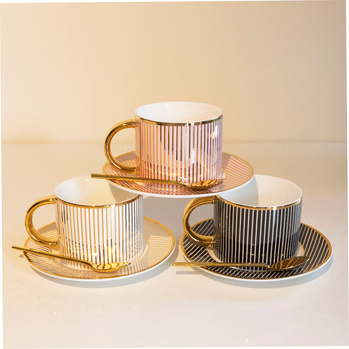 Teacup & Saucer Pinstripe Ebony