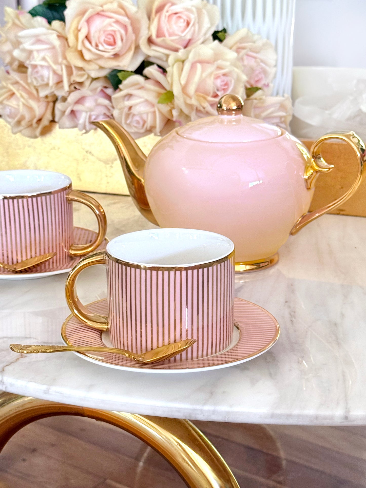 Teacup & Saucer Pinstripe Blush