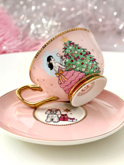A Sparkling Christmas Teacup & Saucer