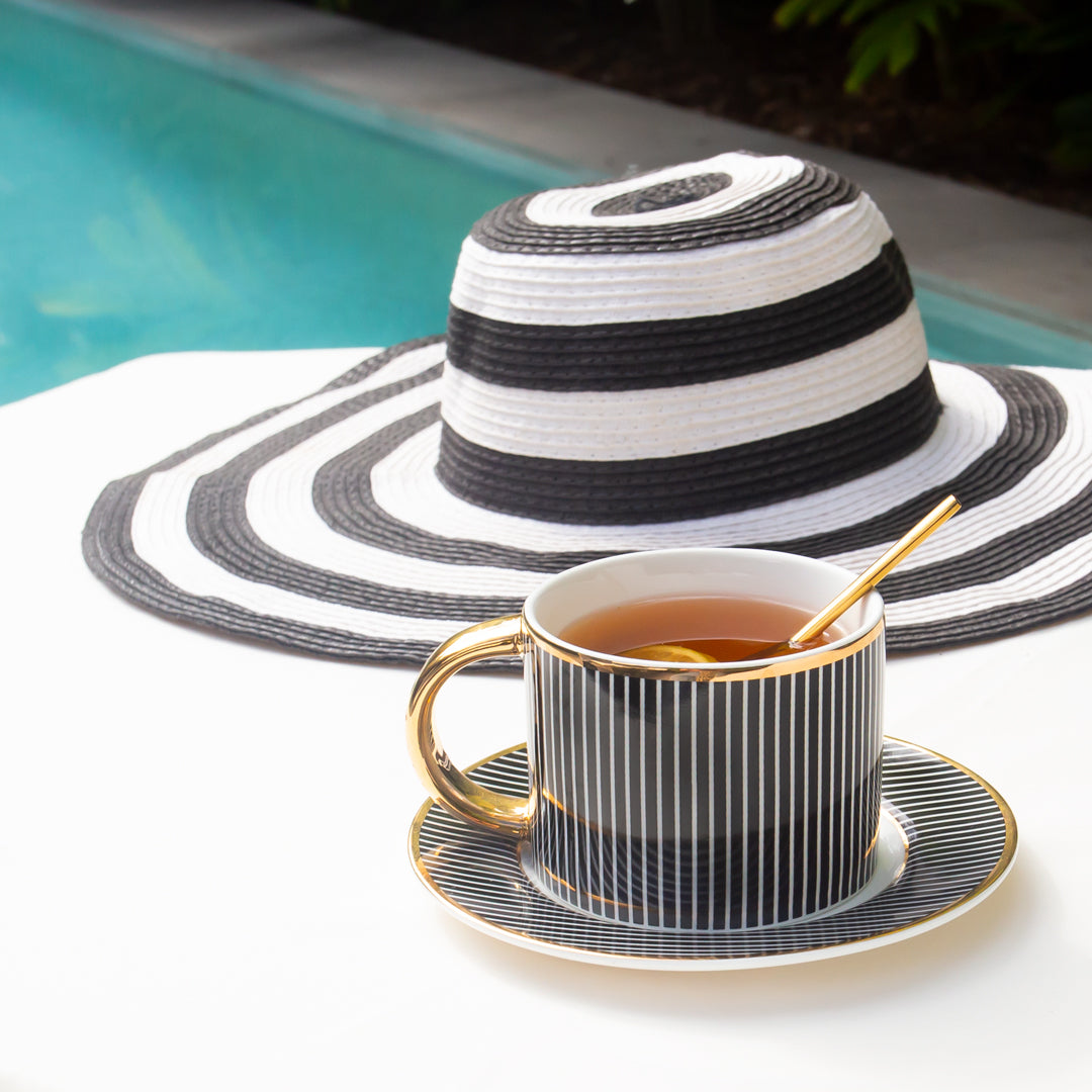 Teacup & Saucer Pinstripe Ebony