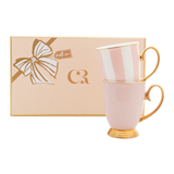 Blush Stripe & Blush Mug Set - Set of 2