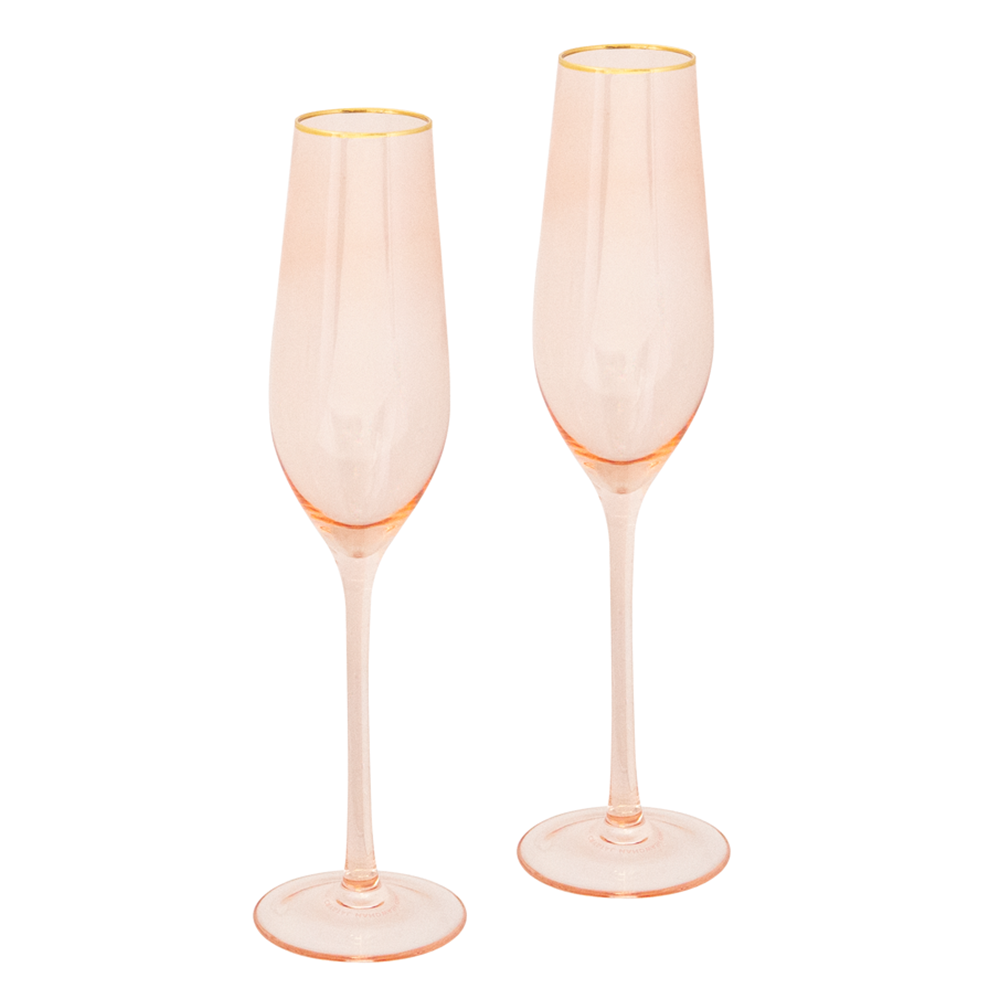 Two Pink Rose Champagne Flutes™ with Swarovski™ Crystals in the Stem in a  Beautiful Gift Box