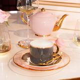 Teacup & Saucer Pinstripe Ebony - Cristina Re Designs
