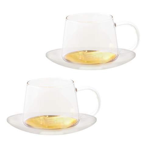 Estelle Glass Teacup & Saucer - Set of 2
