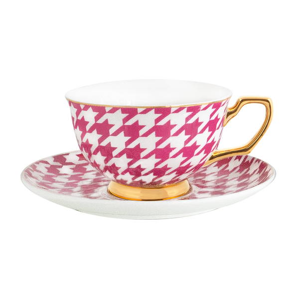 Teacup Fuchsia Houndstooth