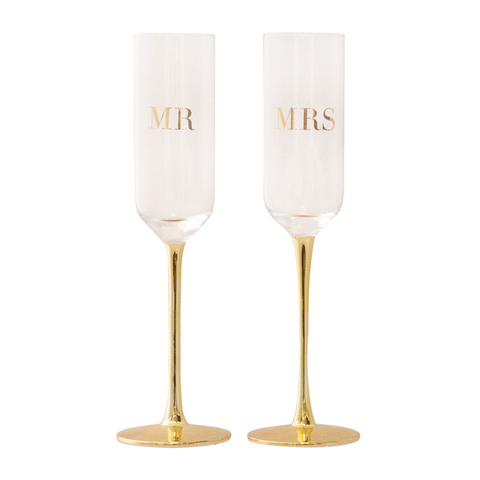 Champagne Flutes Crystal MR & MRS Set of 2 - Cristina Re Design