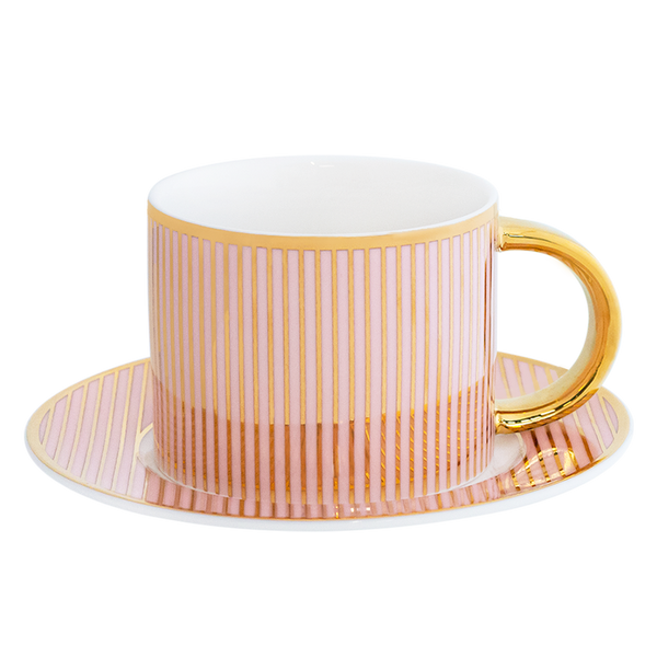 Teacup & Saucer Pinstripe Blush