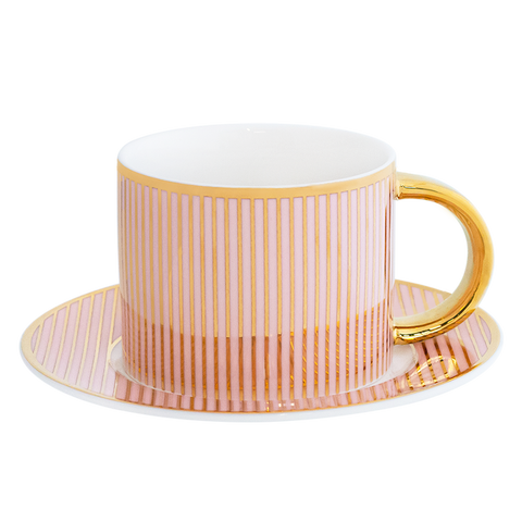 Teacup & Saucer Pinstripe Blush - Cristina Re Designs