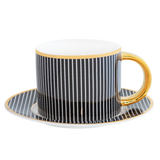 Teacup & Saucer Pinstripe Ebony - Cristina Re Designs