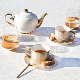 Teacup & Saucer Pinstripe Ivory - Online Exclusive - Cristina Re Designs