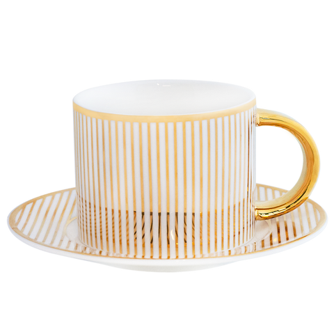 Teacup & Saucer Pinstripe Ivory - Online Exclusive - Cristina Re Designs
