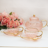 Rose Glass Teacup and Saucer Set of 2 - Cristina Re Design